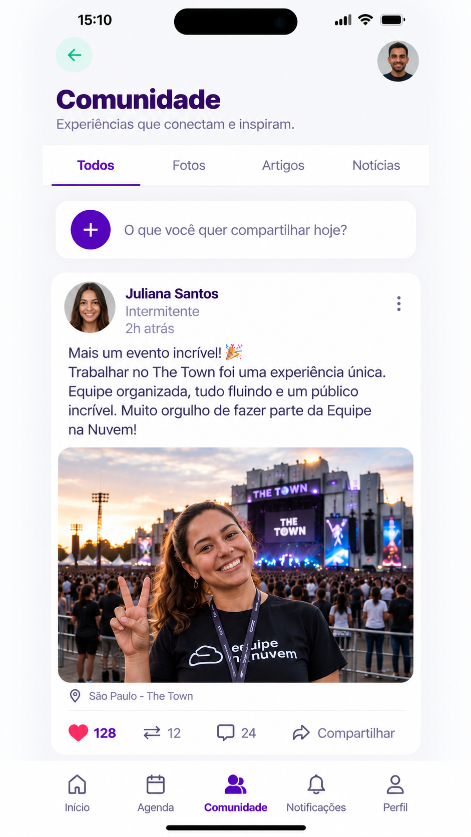Feed da comunidade Equipe na Nuvem