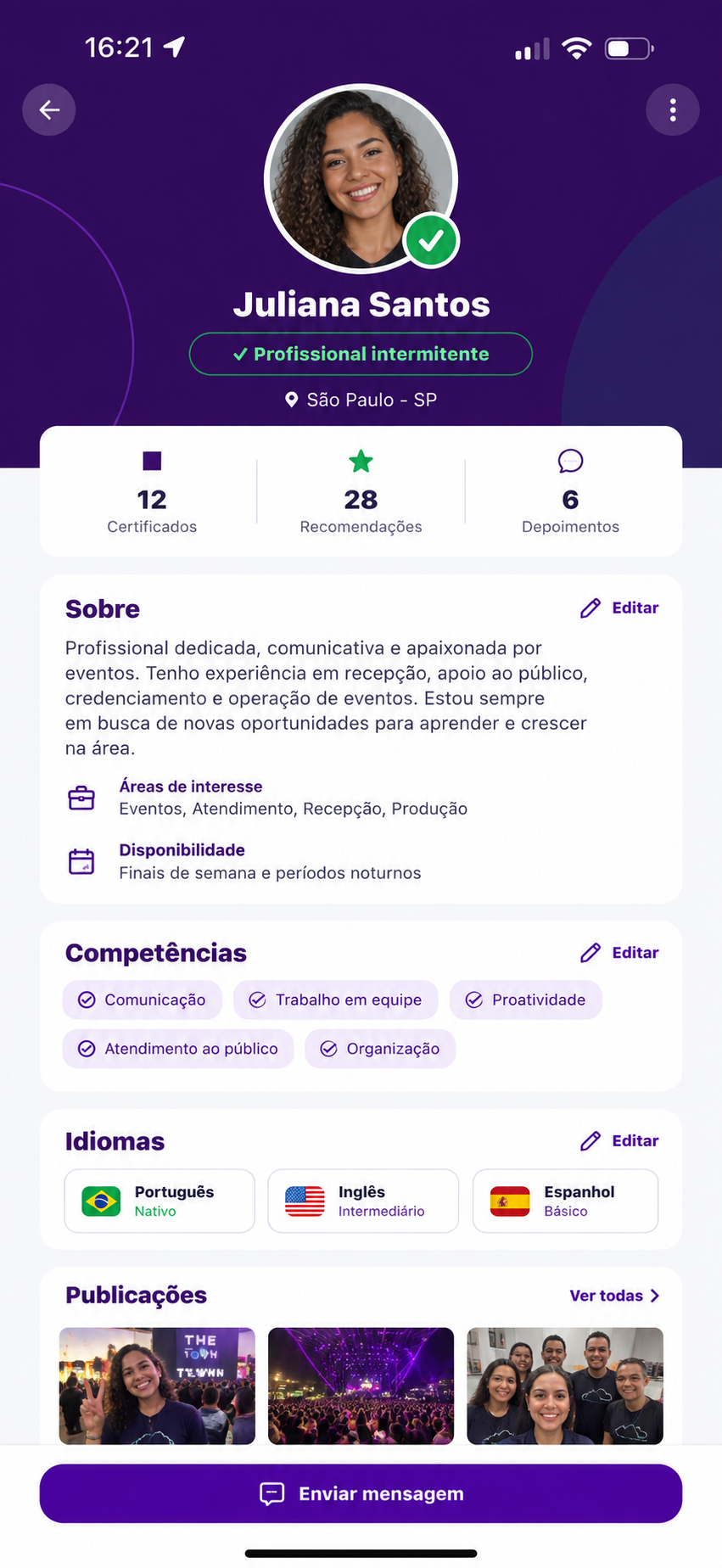 Perfil na comunidade Equipe na Nuvem